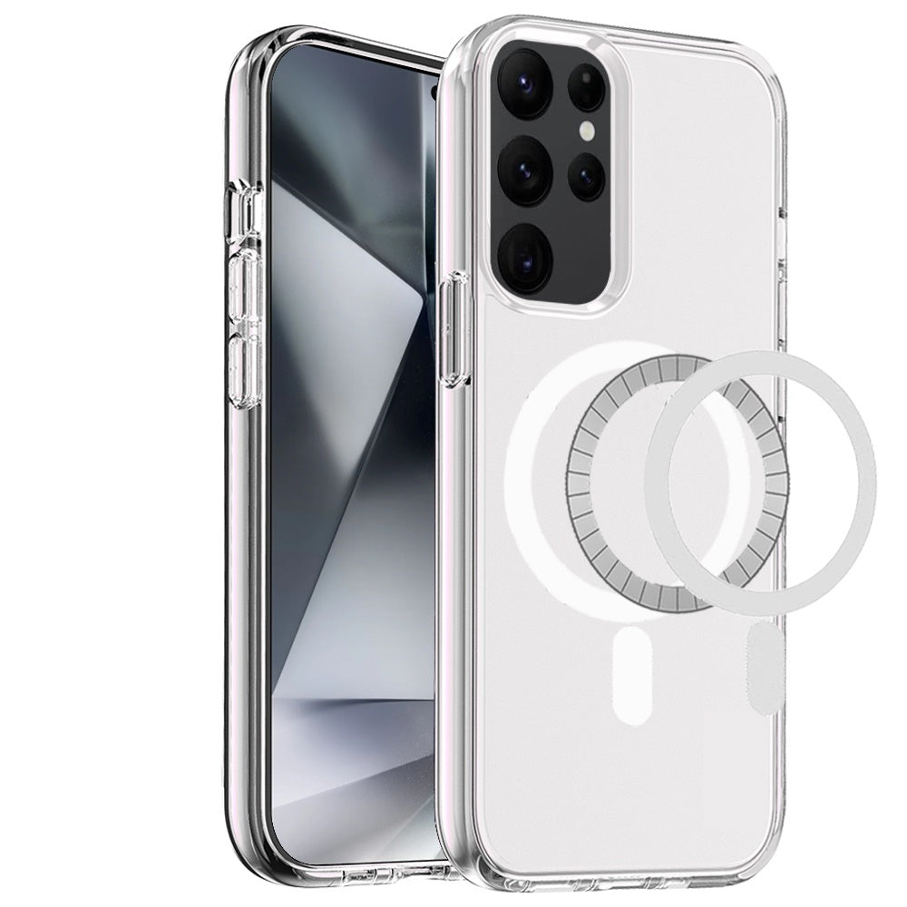 For Apple iPhone 17 AIR MagSafe Compatible Transparent Hybrid Case with Magnetic Circle, Shock Absorption TPU Rubber Case Cover Clear