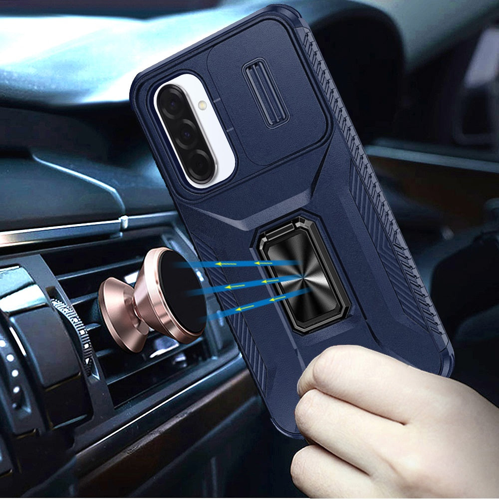 For Samsung Galaxy S25 Fan Edition /Galaxy S25 FE Case, Camera Cover with Magnetic Rotation Ring Stand, Military Grade Hybrid Hard TPU Shockproof Case Cover