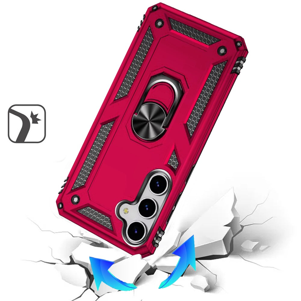 For Samsung Galaxy S25 FE, S25 Fan Edition Hybrid Shockproof Durable 360 Degree Rotatable Ring Stand Holder Kickstand Fit Magnetic Car Mount Case Cover