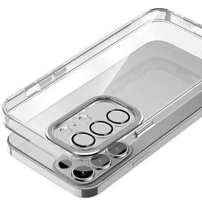 For Apple iPhone 17E /16E Transparent Clear Hybrid with Matching Metal Buttons and Camera Protection Hard PC + TPU Rubber Case Cover Black