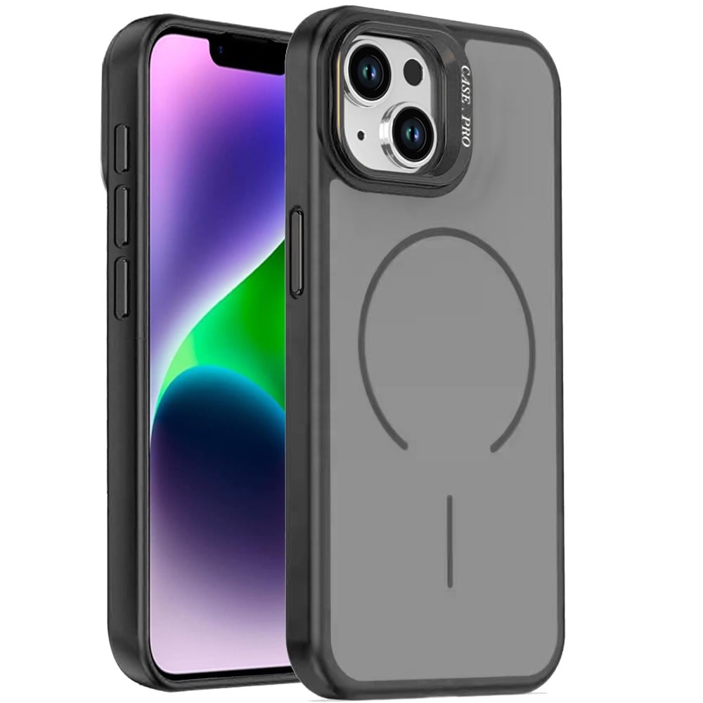 For iPhone 14/13 (6.1") MagSafe Compatible Matte Metallic Stand TPU Hybrid Drop Protection Camera Kickstand Case Cover Cosmic Orange
