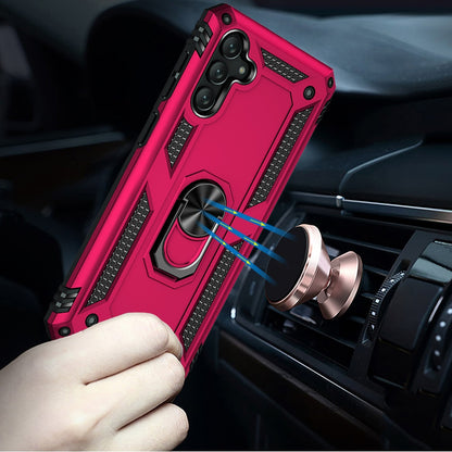For Samsung Galaxy A26 Hybrid Shockproof Durable 360 Degree Rotatable Ring Stand Holder Kickstand Fit Magnetic Car Mount Case Cover Rose Gold