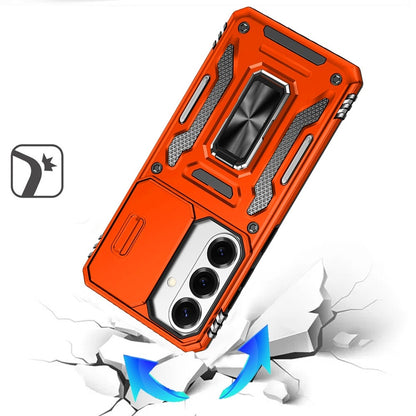 Phone Case for Samsung Galaxy S26 FE /Fan Edition Tough Metal Ring Shockproof Sliding Camera Window Hybrid Armor Rugged Anti Slip Heavy Duty Grip Cover