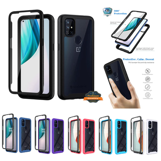 For Apple iPhone 15 (6.1") Full Body Slim Hybrid Double Layer Hard PC + TPU Transparent Back Rugged Shockproof  Phone Case Cover