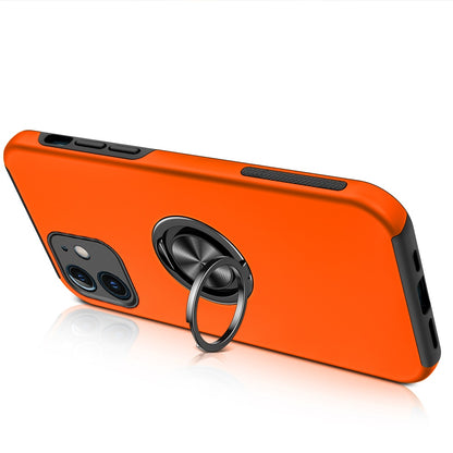 For Apple iPhone 11 Hybrid 360 Degree Rotatable Metal Invisible Ring Stand Holder Slim Fit Magnetic Car Mount Shockproof Case Cover