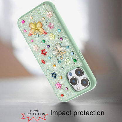 For Apple iPhone 13 Pro Max Diamond Butterfly 3D Glitter Bling Design, Slim Hybrid Sparkle Protective Cover TPU for Women Girls Case Cover