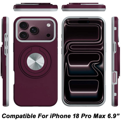 Phone Case for Apple iPhone 18 Pro Max Shockproof Magnetic Ring Stand Rotating CarMount Hybrid Metal Matte Finish AntiSlip Grip Kickstand Cover Purple