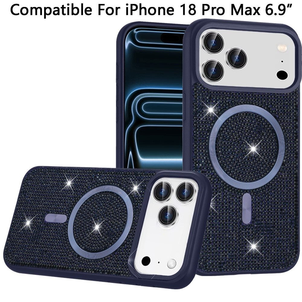 Phone Case for Apple iPhone 18 Pro Max Magnetic Bling Diamond Sparkle Hybrid Shockproof Rugged Grip Durable Protection Anti-Slip Armor Design Cover