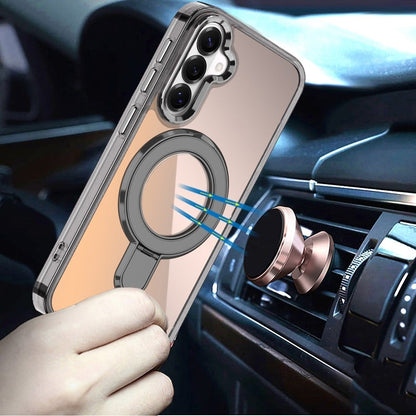 Phone Case for Samsung Galaxy S26 FE /Fan Edition Chrome Magnetic Ring Stand Rotational Shockproof Hybrid Kickstand Metal Finish Rugged Drop Protection Armor Cover