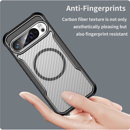 For Google Pixel 9 Pro XL (6.8") Carbon Fiber Cover Shockproof Hybrid [Compatible with Magsafe] Case Black Case Cover Black