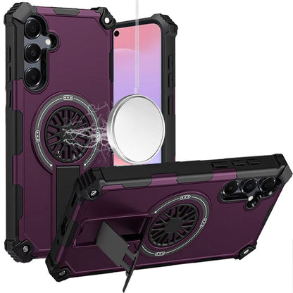 Phone Case for Samsung Galaxy A37 / A36 Invisible Kickstand Magnetic Car Mount Friendly Shockproof Texture Anti Slip Durable Grip Heavy Duty Hybrid Cover Purple