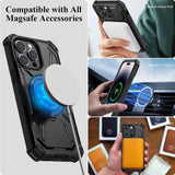 For Apple iPhone 15 Pro (6.1") Hybrid Bumper Invisible Stand Compatible with Magsafe 360° Ring Kickstand Shockproof  Phone Case Cover