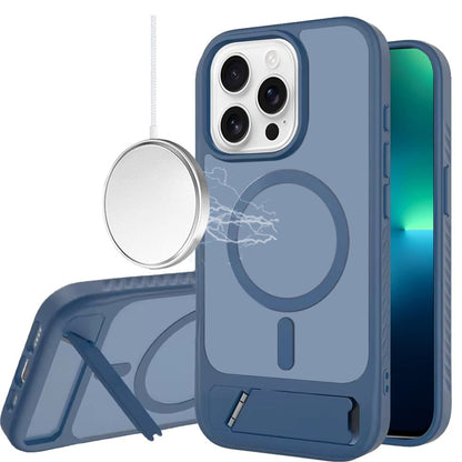 Phone Case for Apple iPhone 13 Pro Max Matte Magnetic Metal Kickstand Shockproof Grip Anti Slip Durable Protective Heavy Duty Hybrid Cover Blue