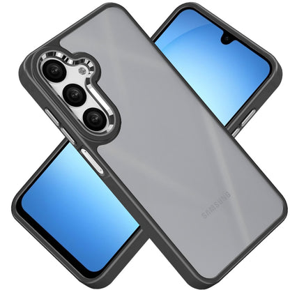 For Samsung Galaxy A17 5G Slim Fit Hybrid Transparent Thick Acrylic with Metal Buttons Frame Protective Hard PC + TPU Shockproof Case Cover Black