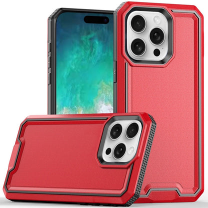 For iPhone 16 Pro Max (6.9") Tough Modern Fused Hybrid Armor Hard PC TPU Rubber Shockproof Drop Protection Impact Case Cover Red