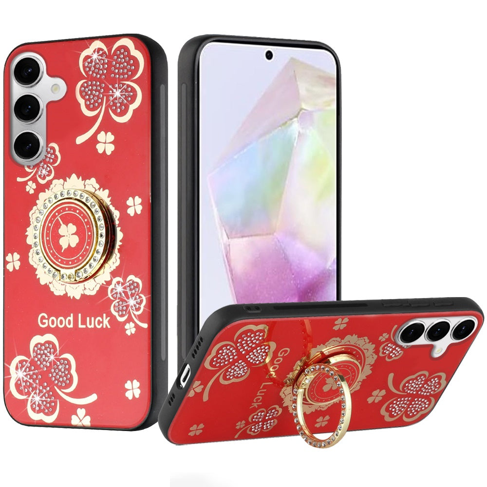 For Google Pixel 9A Diamonds 3D Fashion Bling Sparkly Glitter Ornaments Engraving Hybrid with Ring Stand Case Cover
