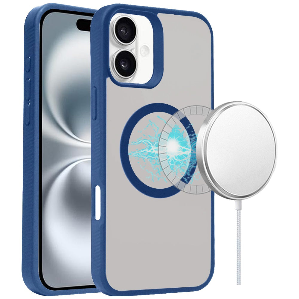 For Apple iPhone 16 Plus (6.7") Magnetic Case Hybrid Compatible with MagSafe TPU Slim Fit Shockproof Matte Hard Back Protective Case Cover