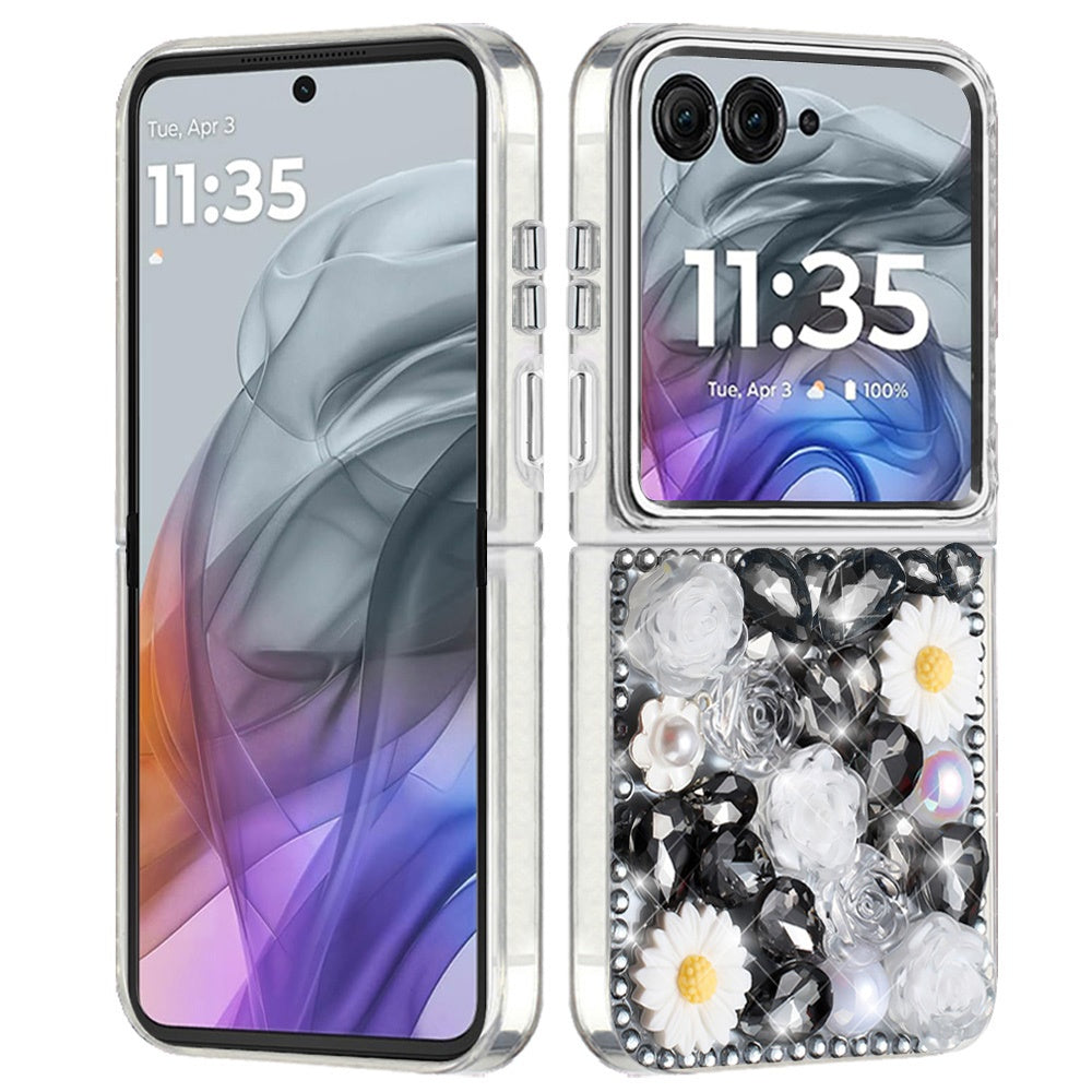 Full Bling Rhinestone Glitter Floral Luxury Hybrid Shockproof Stylish Sparkling Protective Designer Ornament