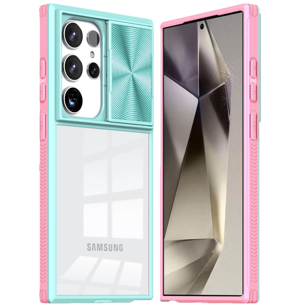 For Samsung Galaxy A17 5G Hybrid Cases with Sliding Camera Cover Transparent Shockproof Bumper TPU Protective Case Cover