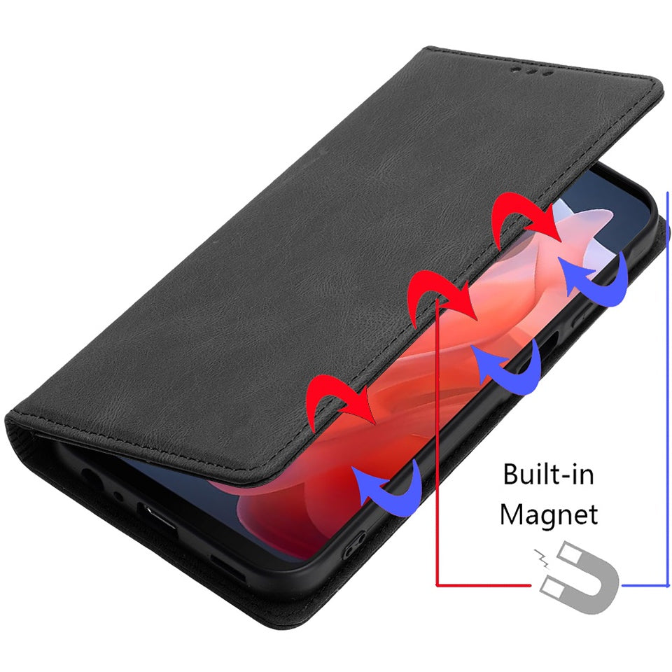 For Apple iPhone 16 Pro (6.3") Wallet Pouch with Credit Card Holder Flip Card Slots, Kickstand and Magnetic Closure PU Vegan Leather Case Cover