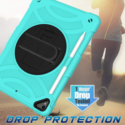 For 3-in-1 Tough Hybrid Shockproof Protector Silicone TPU with Pencil Holder, Kickstand, Hand & Shoulder Strap Teal Tablet Case Cover