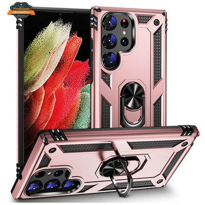 For Samsung Galaxy S25 Ultra Shockproof Hybrid Dual Layer PC + TPU with Metal Ring Kickstand Heavy Duty Armor Shell Case Cover