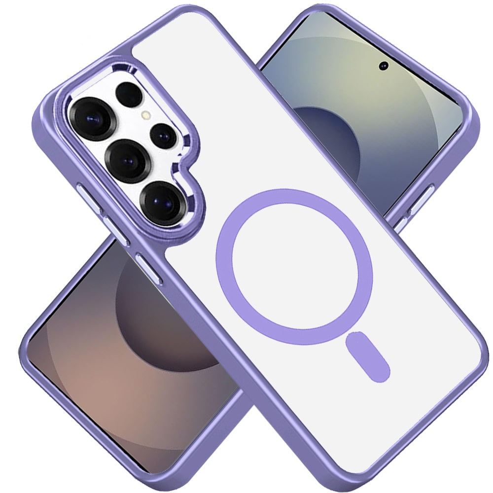 For Samsung Galaxy S25 Ultra MagSafe Compatible Transparent Greatest Clear Acrylic with Color Frame Thick Hybrid TPU Hard Case Cover