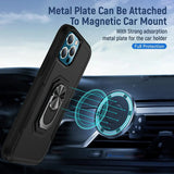 For Apple iPhone 15 Pro (6.1") Heavy Duty Hybrid Rugged 2in1 Shockproof Protective with Magnetic Ring Stand Holder  Phone Case Cover