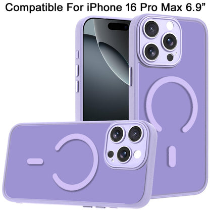Phone Case for iPhone 16 Pro Max (6.9") Matte Frosted Magnetic Hybrid Hard PC Soft TPU Camera Protection Slim Shock Absorbing Anti Fingerprint Cover
