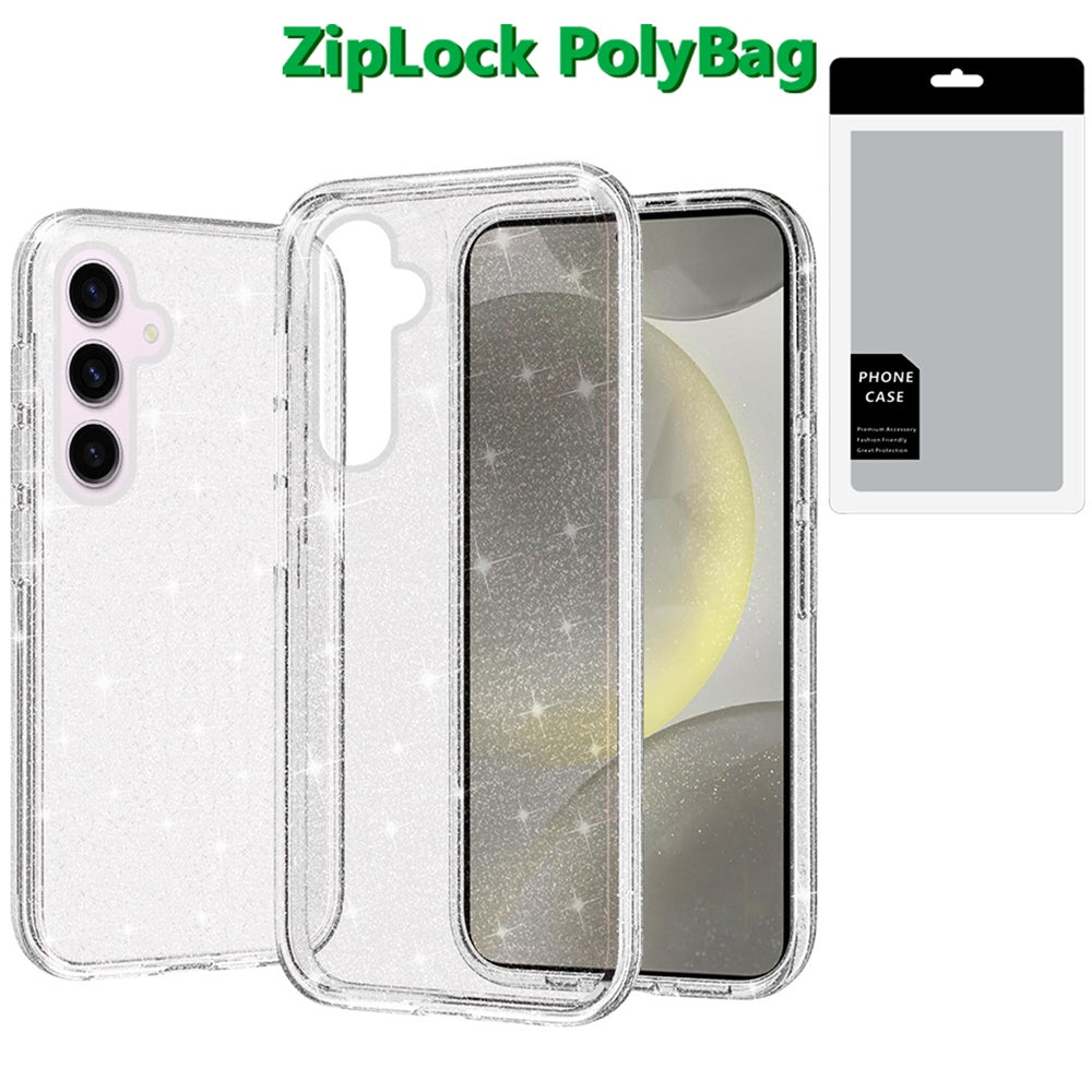 Transparent Glitter Shiny Sparkle Bling TPU Rubber Hard Back Hybrid Frame Shockproof
