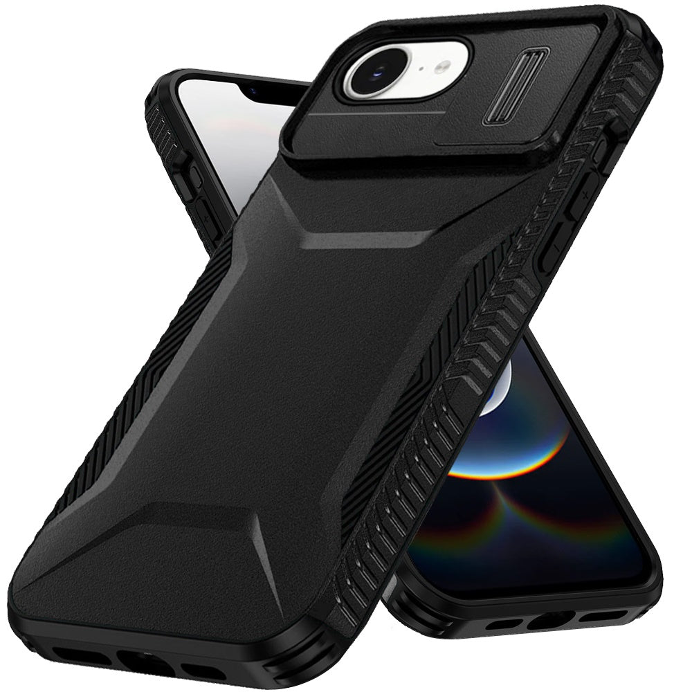For Apple iPhone 17E /16E Slim Fit Shockproof Hybrid with Slide Camera Window Covering, Rugged Tpu Silicone Hard PC Bumper Case Cover