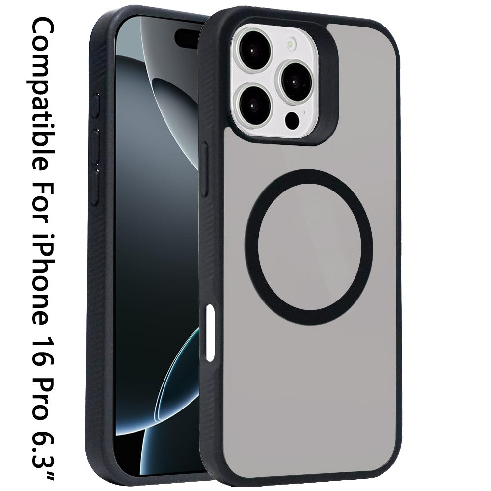 For Apple iPhone 16 Pro (6.3") Magnetic Case Hybrid Compatible with MagSafe TPU Slim Fit Shockproof Matte Hard Back Protective Case Cover