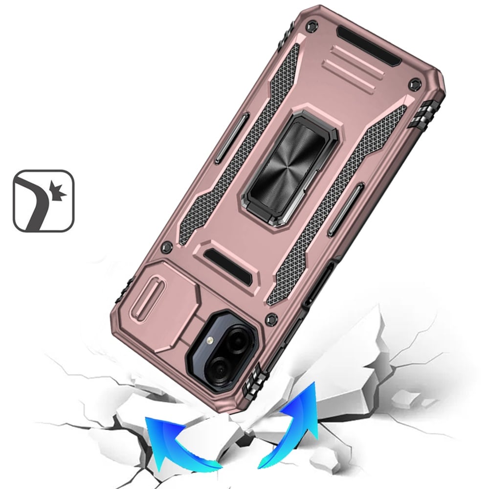 Phone Case for Samsung Galaxy A08 4G, A07 5G, A07 4G Tough Metal Ring Shockproof Sliding Camera Window Hybrid Armor Rugged Anti Slip Heavy Duty Grip Cover