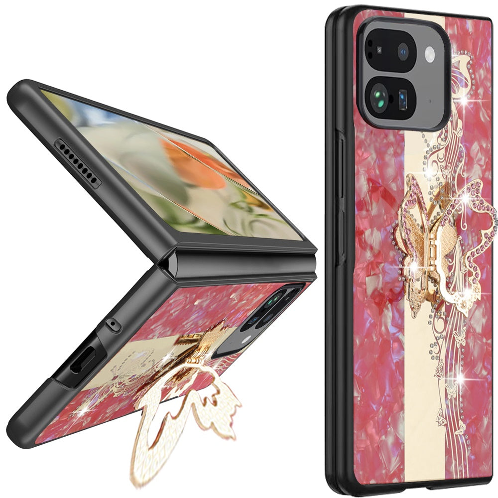 For Pixel 10 Pro Fold Diamonds 3D Fashion Bling Sparkly Glitter Ornaments Engraving Hybrid with Ring Stand Case Cover