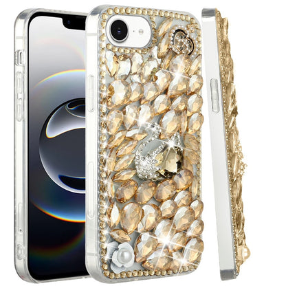 For Apple iPhone 16e (E edition) Bling Crystal 3D Full Diamonds Luxury Sparkle Rhinestone Hybrid Protective Case Cover