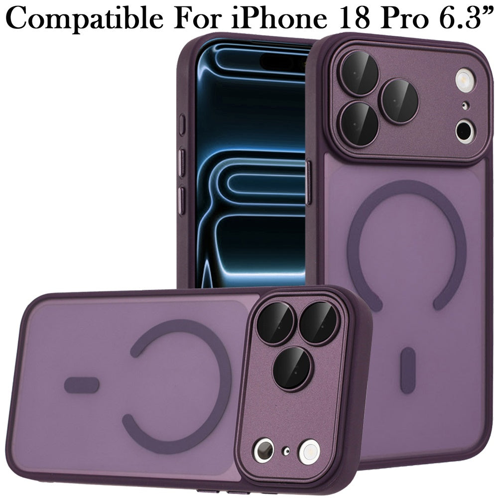 Phone Case for Apple iPhone 18 Pro Matte Frosted Magnetic Back Hybrid Hard PC Soft TPU Camera Protection Slim Shock Absorbing Anti Fingerprint Cover