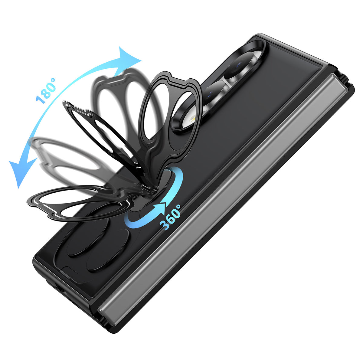 Phone Case for Samsung Galaxy Z Fold 8 Magnetic 2 Ring Stand Car Mount Friendly Shockproof Rugged Grip Armor Dual Ring Kickstand Heavy Duty Hybrid Cover