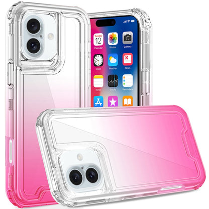 For iPhone XR Hybrid 3-in-1 Clear Case - Two-Tone Transparent Shockproof TPU + Hard Protective Frame Case Cover Clear+Pink