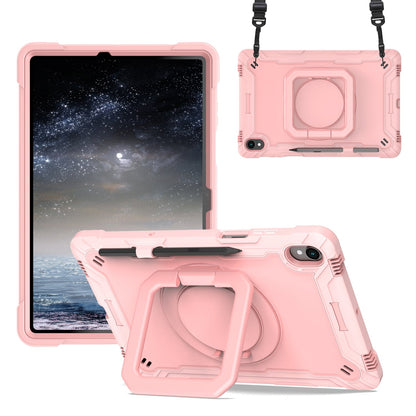 Tablet Case for Samsung Galaxy Tab S11 360 Rotating Kickstand Hybrid Rugged Shockproof Armor Dual Layer Hard PC Soft TPU Drop Protection with Strap Cover