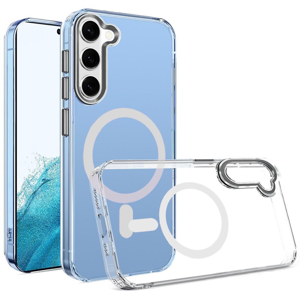 Phone Case for Samsung Galaxy S22 Clear Transparent Magnetic Circle Slim Shockproof Durable TPU Hard PC Grip Hybrid Design Cover Black