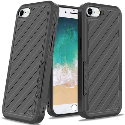 For Apple iPhone 17E /16E Premium Hybrid Rugged lined Shockproof Textured 2-in-1 Non-Slip Hard PC & TPU Non Slip Tough Case Cover