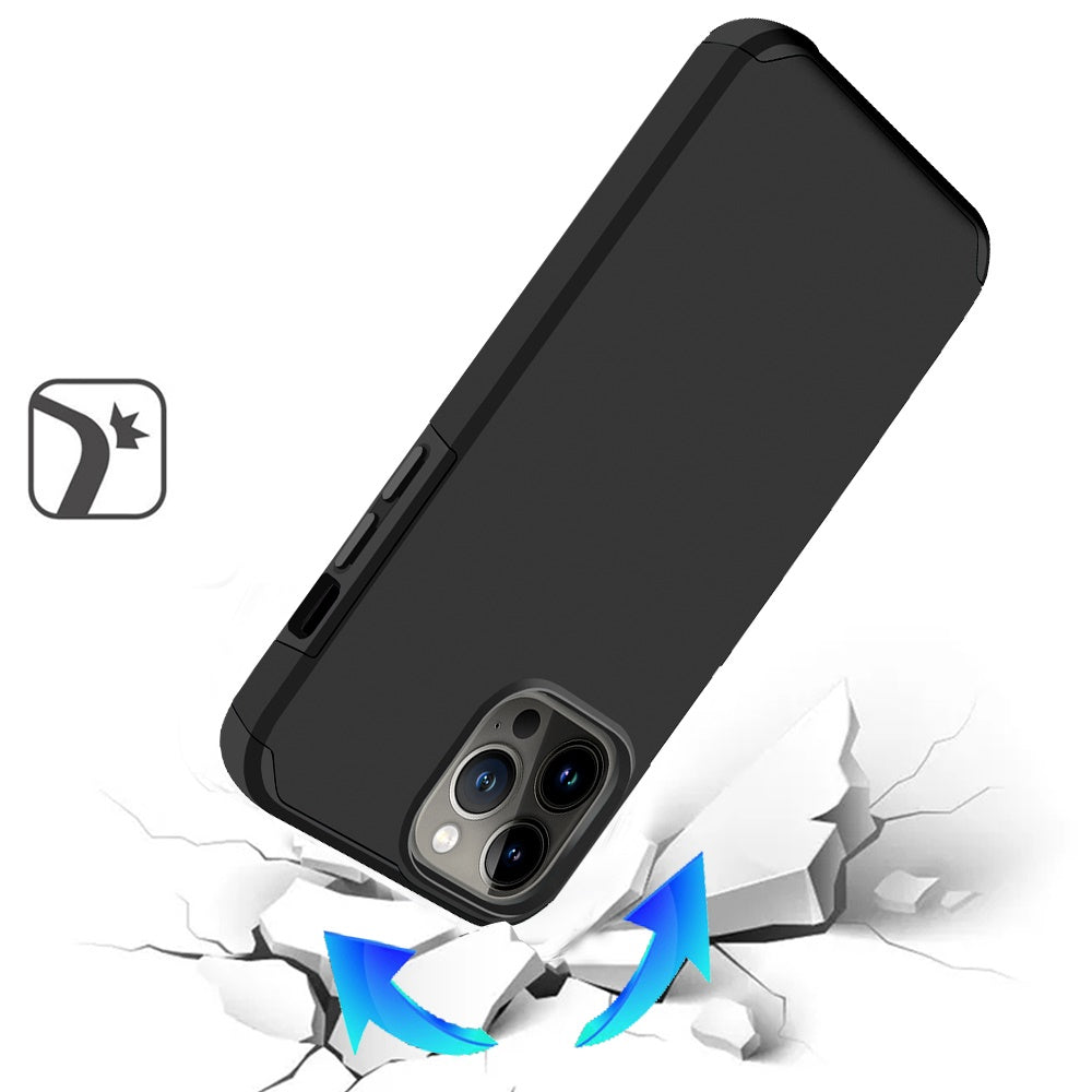Phone Case for Apple iPhone 13 Pro Premium Slim Tough 2in1 Hybrid Case Dual-Layer PC TPU Rubber Armor with Shockproof Protection Cover Black