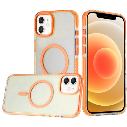 For Apple iPhone 17E /16E Transparent Hybrid with Color-Matched Magnetic Circle, Rubber TPU Frame Hard PC Shockproof Case Cover Cosmic Orange