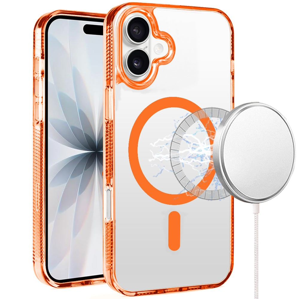 For Apple iPhone 17 (6.3") MagSafe Compatible Integrated Technology Clean Transparent Hybrid Armor TPU Frame Case Cover Black