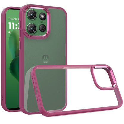 For Motorola Moto G Power 5G 2027 Slim Fit Hybrid Transparent Thick Acrylic with Metal Buttons Frame Protective Hard PC + TPU Shockproof Case Cover