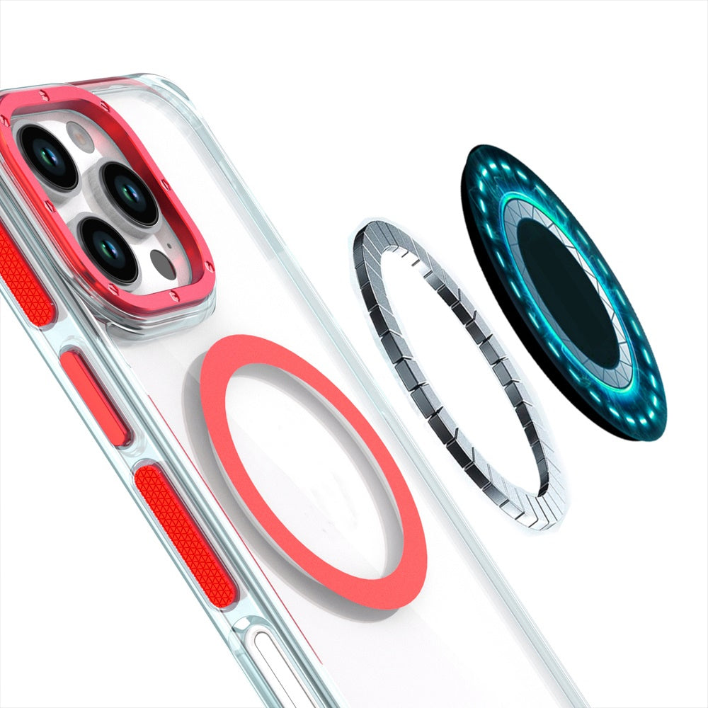 For Google Pixel 9 Pro XL (6.8") Transparent back with Colorful Frame Strong Magnetic Circle [Compatible with Magsafe] Shockproof Case Cover