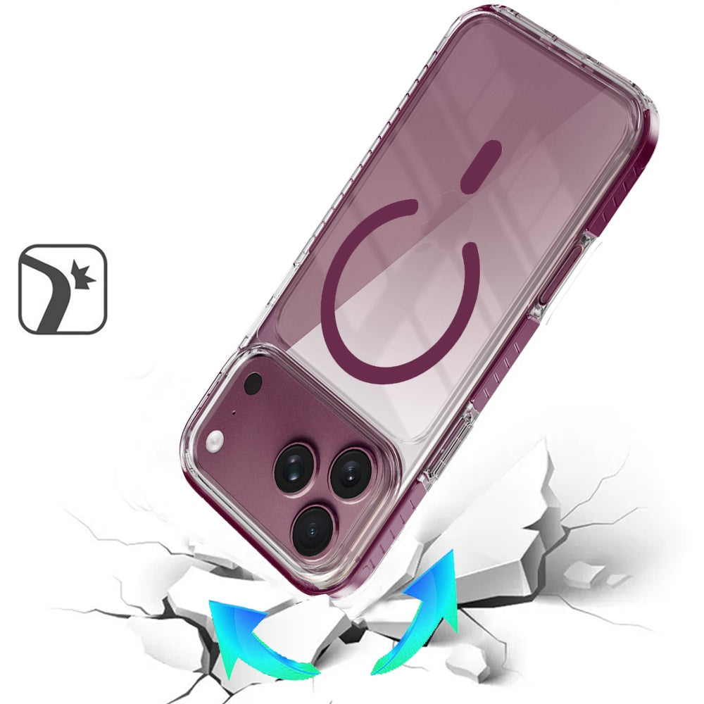 Phone Case for Apple iPhone 18 Pro/ iPhone 17 Pro Transparent Magnetic Shockproof Colored Edge Hybrid Case Slim Durable Grip Clear Protective Soft TPU Cover Purple