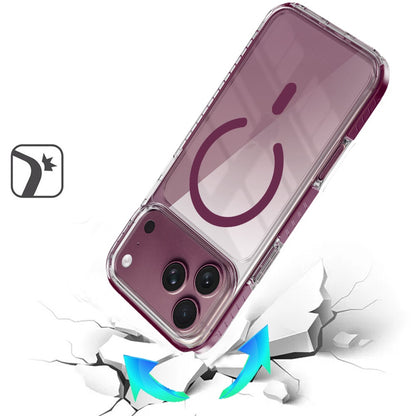Phone Case for Apple iPhone 18 Pro/ iPhone 17 Pro Transparent Magnetic Shockproof Colored Edge Hybrid Case Slim Durable Grip Clear Protective Soft TPU Cover Purple