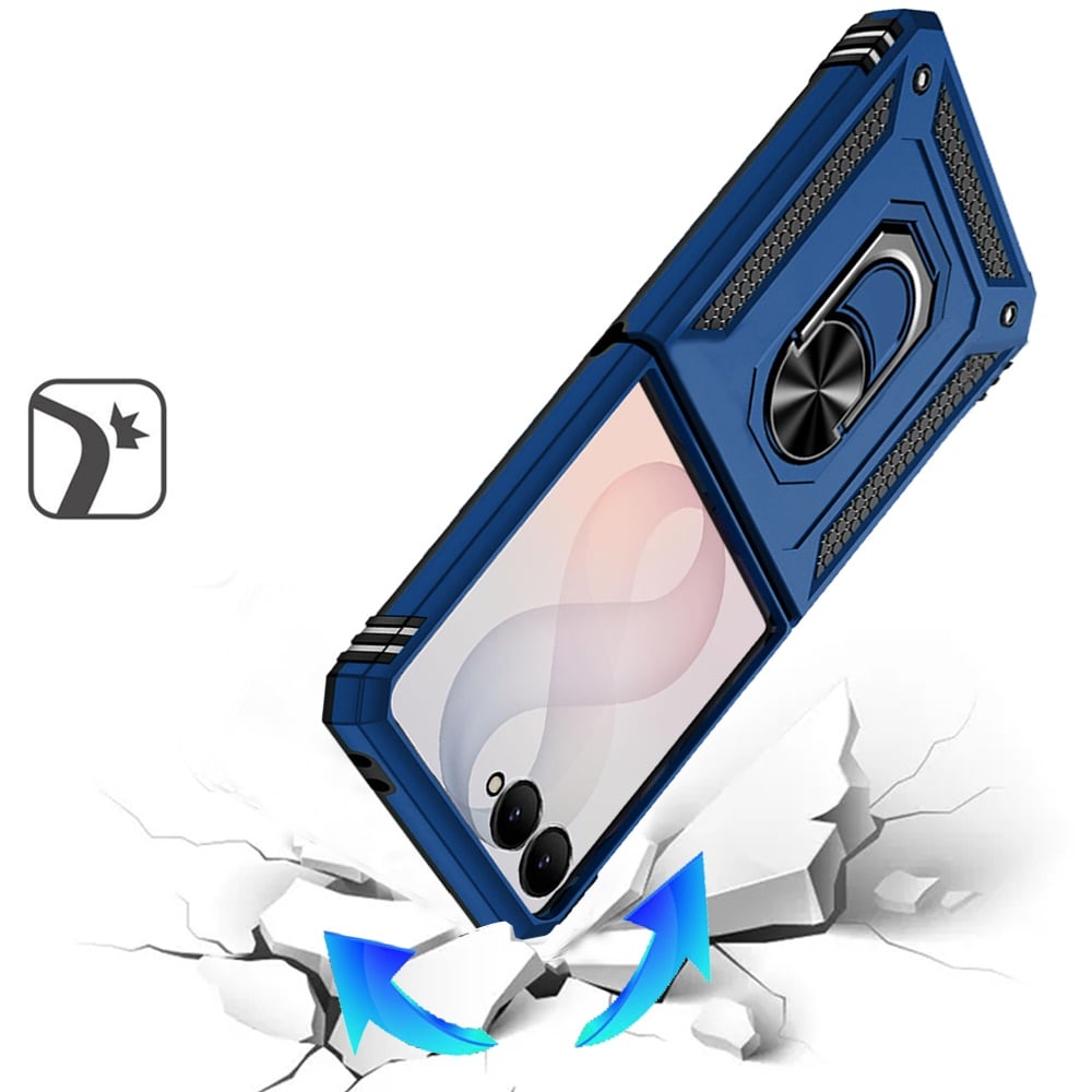 Phone Case for Samsung Galaxy Z Flip 8 Rotatable Ring Stand Shockproof Hybrid Armor Anti Slip Heavy Duty Fit Magnetic Car Mount Durable Grip Cover