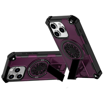 Phone Case for Apple iPhone 14 Pro Max Invisible Kickstand Magnetic Car Mount Friendly Shockproof Texture Anti Slip Durable Grip Heavy Duty Hybrid Cover Purple